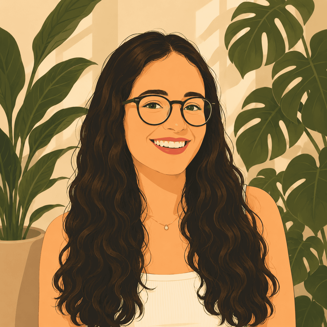 Illustrated portrait of Evgenia Fragkoulopoulou